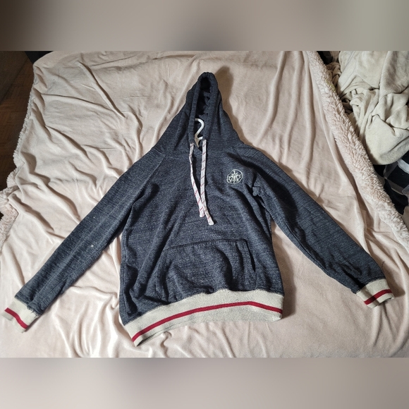Bluenotes Tops - Charcoal Hoodie with Red and White Trim